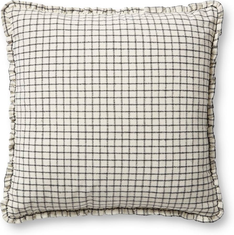 Loloi Chris Loves Julia Dinah Collection PCJ0012 Ivory/Black 18'' x 18'' Cover w/Poly Pillow | Amazon (US)