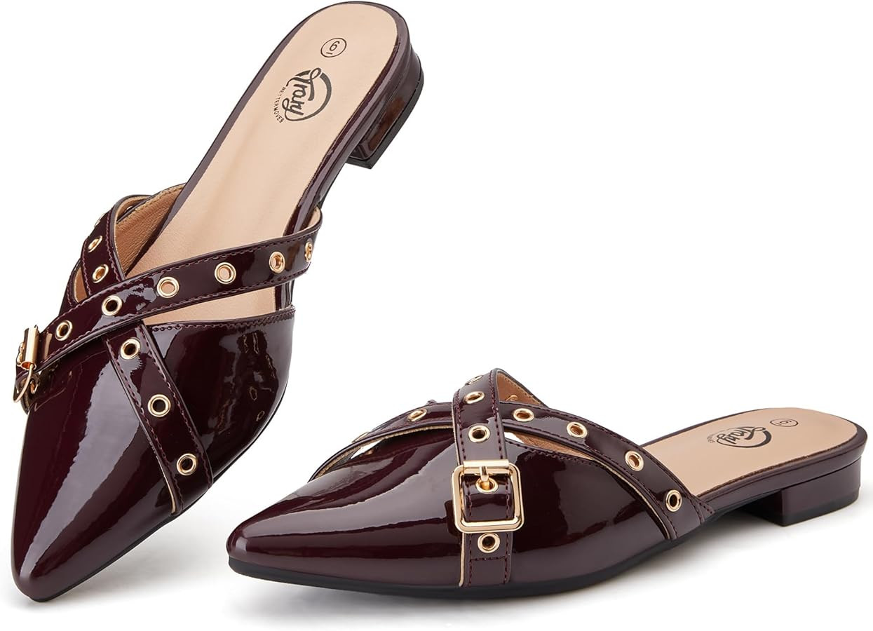 Trary Mules for Women,Comfortable Pointed Toe Flats,Backless Loafers Slip-Ons Women's Clogs,Busin... | Amazon (US)