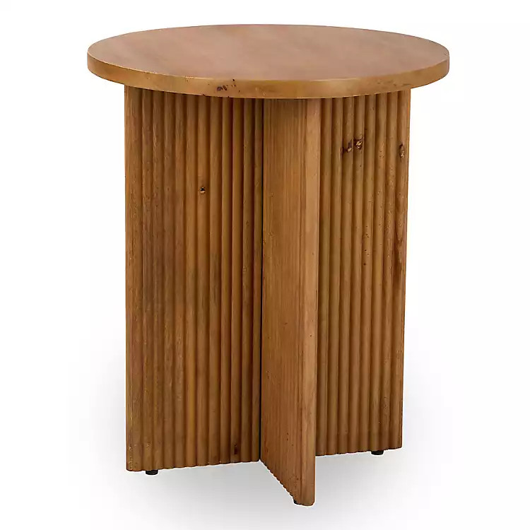 Leighton Natural Ribbed Wood Side Table | Kirklands