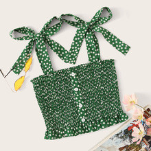 Ditsy Floral Smocked Self-Tie Cami Top | SHEIN