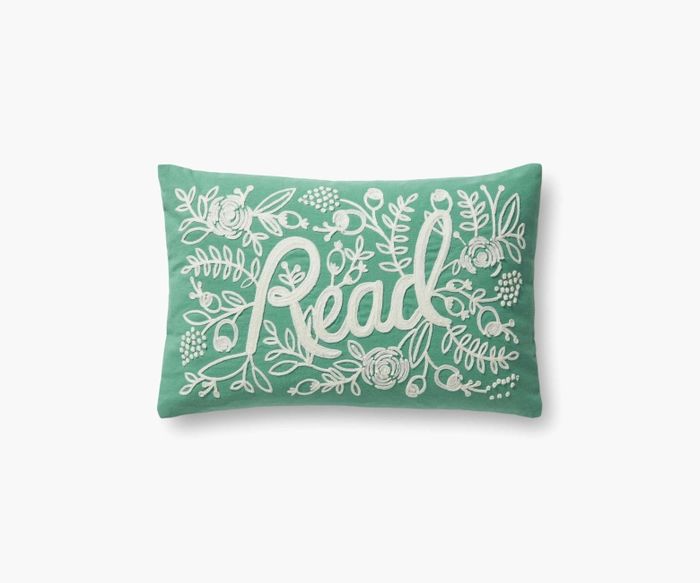 Sage Read Embroidered Pillow | Rifle Paper Co. | Rifle Paper Co.