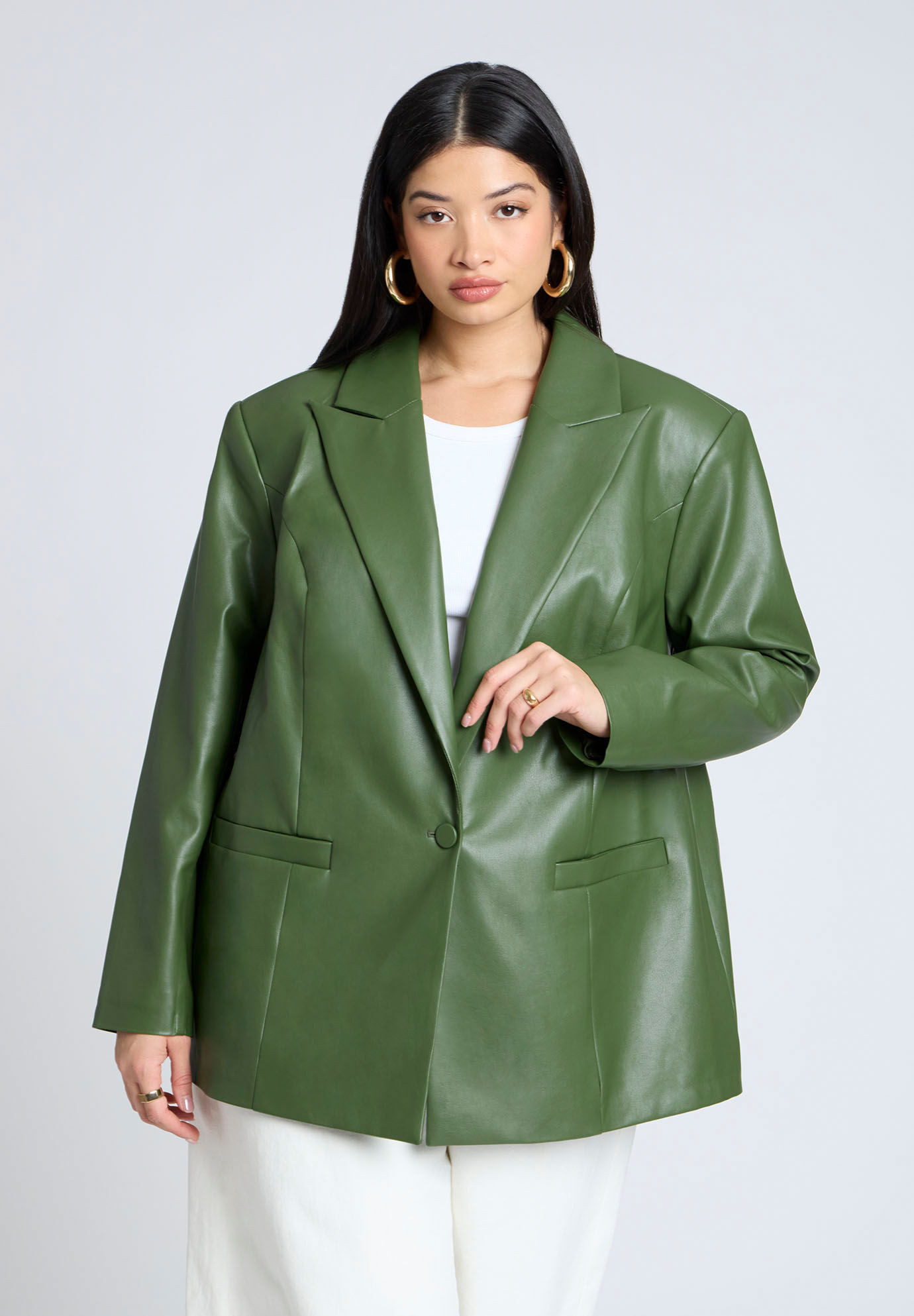Boxy Faux Leather Blazer | Eloquii