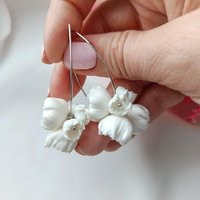 White Floral Wedding Earrings, Flower Drop Bridal Earrings. Boho Bridal Jewelry | Etsy (UK)