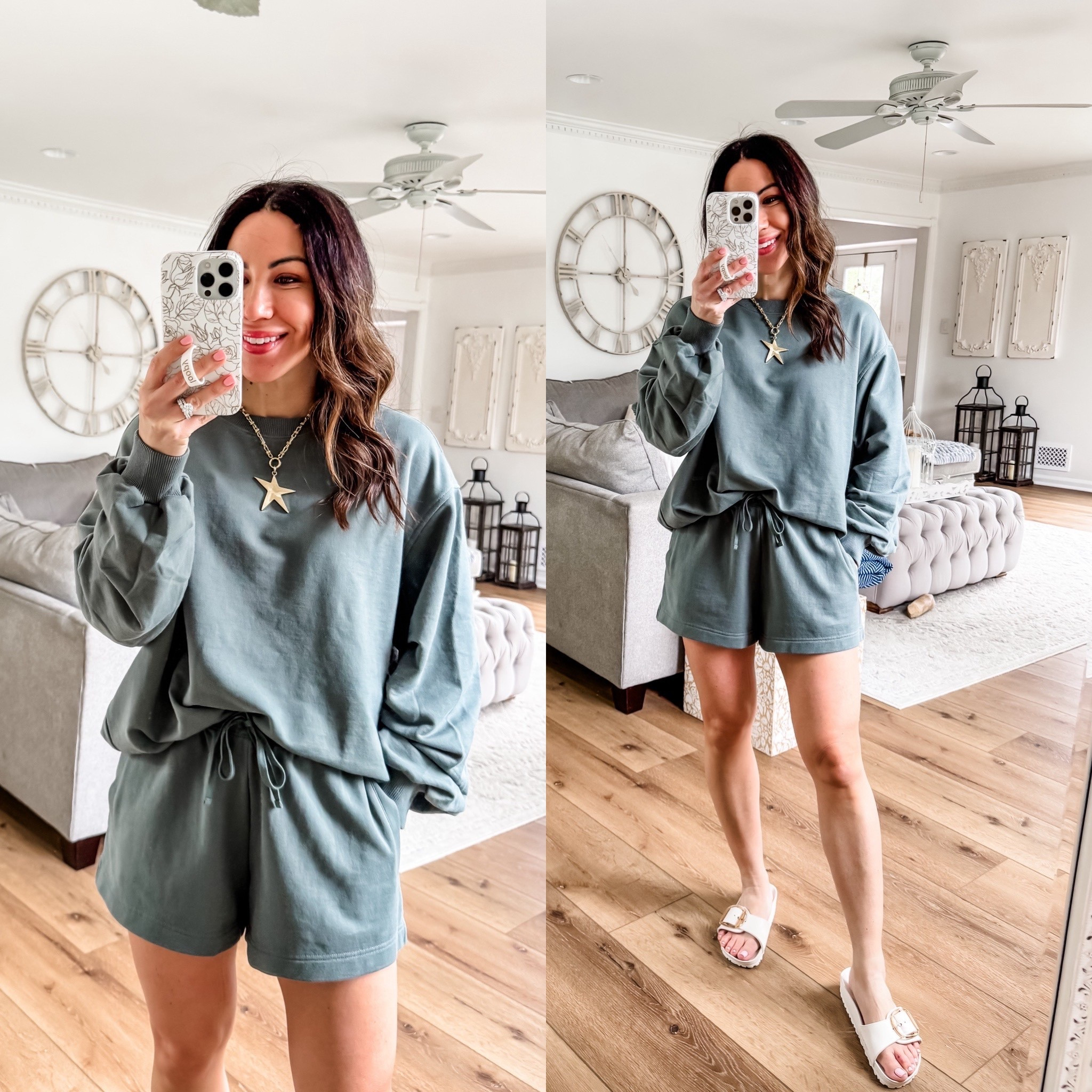 Small shorts. XS sweatshirt. Sandals TTS.



#LTKSaleAlert #LTKOver40