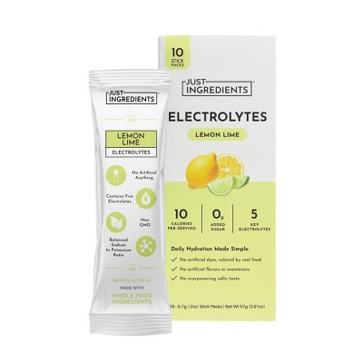 Just Ingredients Electrolytes Drink Mix Packs - Lemon Lime - 2.01oz/10ct | Target