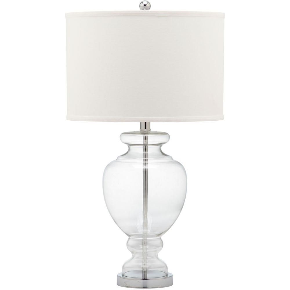 Safavieh Glass 28 in. Clear Vase Table Lamp with Off-White Shade (Set of 2) LIT4052B-SET2 - The H... | The Home Depot
