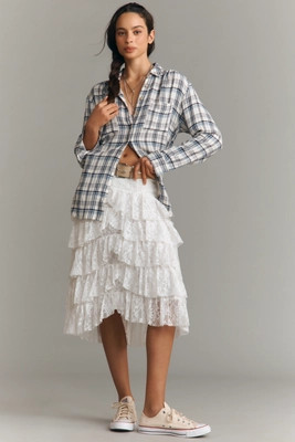 By Anthropologie Tiered Lace Midi Skirt | Anthropologie (US)