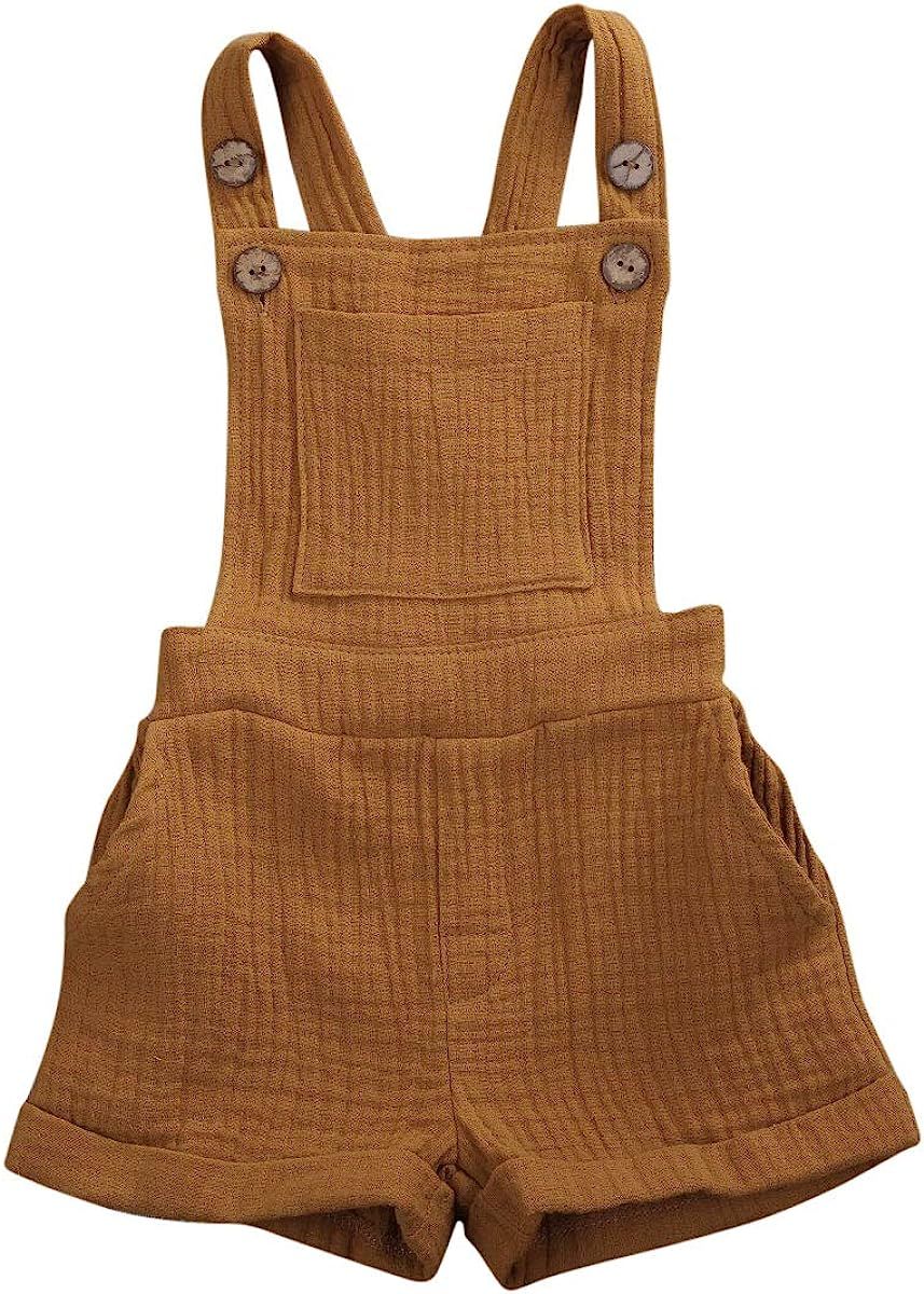 Mubineo Toddler Girl Boy Basic Plain Pocket Bib Overalls Summer Overall Shorts | Amazon (US)