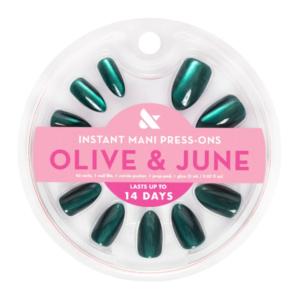 Olive & June Instant Mani Medium Almond Press-On Nails, Emerald Velvet, 42 Pieces | Walmart (US)