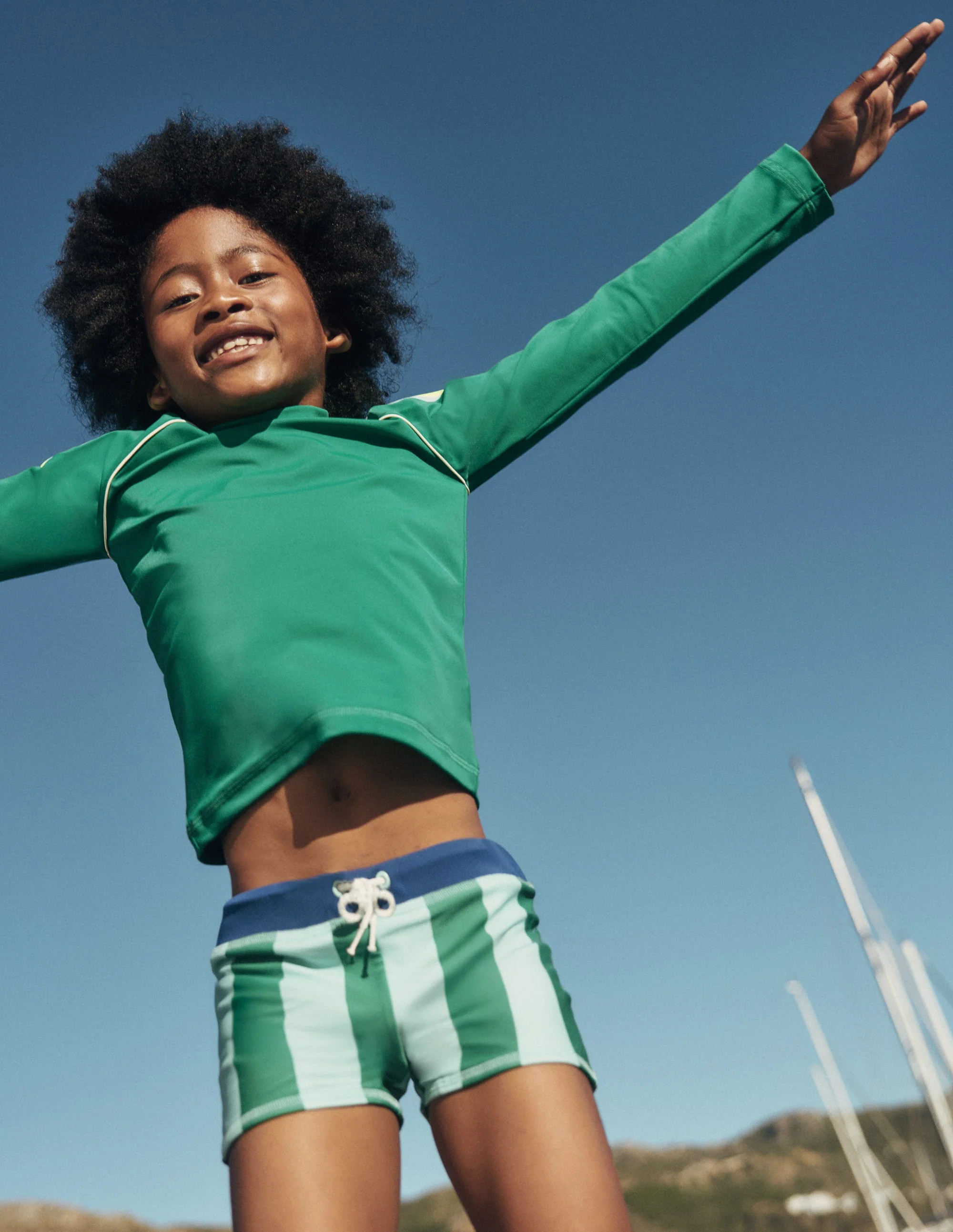 Swim Trunks-Blue/ Green Stripe | Boden (US)