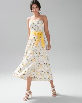 Strapless Lemon + Lace Dress | White House Black Market