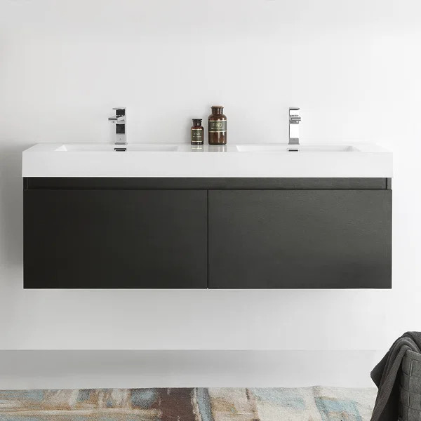 Mezzo 59" Wall-Mounted Double Bathroom Vanity Set | Wayfair North America