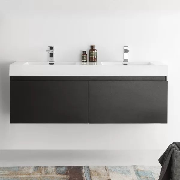 Mezzo 59" Wall-Mounted Double Bathroom Vanity Set | Wayfair North America