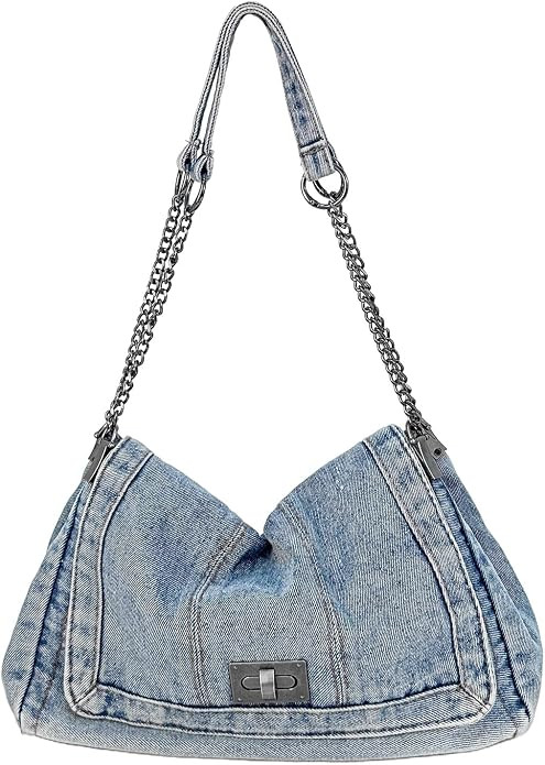 Eiyye Denim Purse for Women Vintage Jean Crossbody Purse with Chain Strap & Turn-Lock Flap Casual... | Amazon (US)