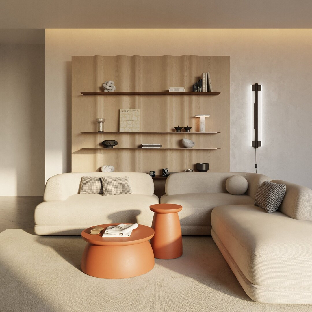 Round Coffee Table Set / Japandi Style / Terracotta Colour I Modern Home I Any Colori Side Table ... | Etsy (US)