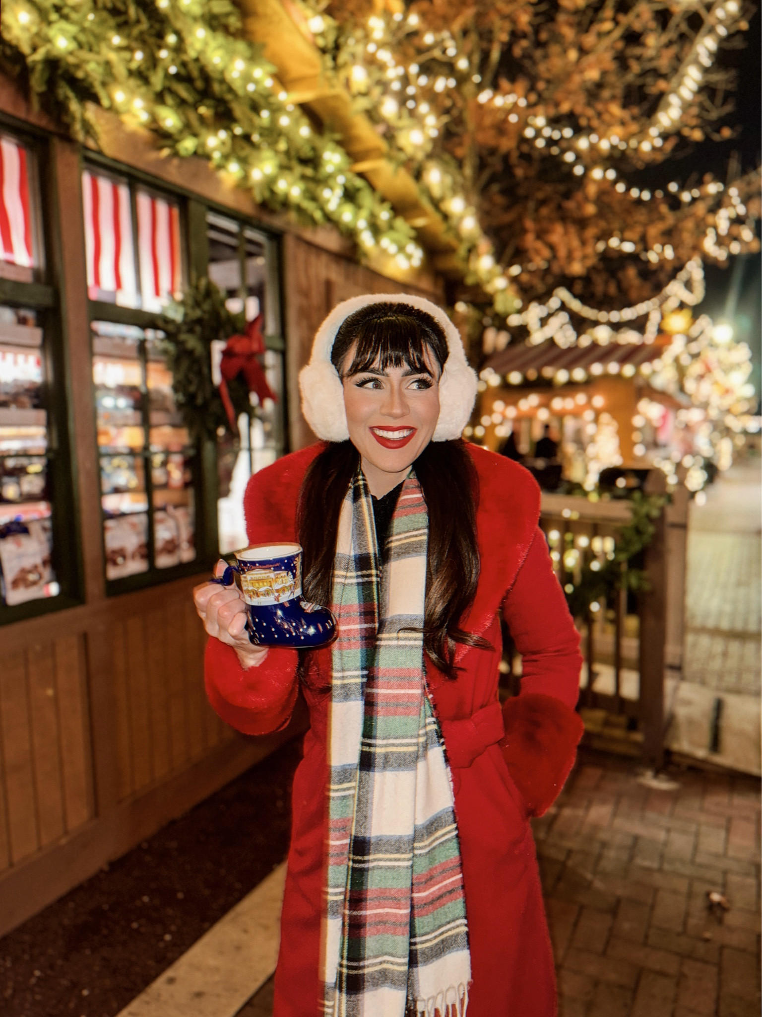 Christmas market outfit 🎄 Christmas outfits, holiday outfits, holiday looks. Coats, red coat, earmuffs. 

#LTKSeasonal #LTKStyleTip #LTKHoliday