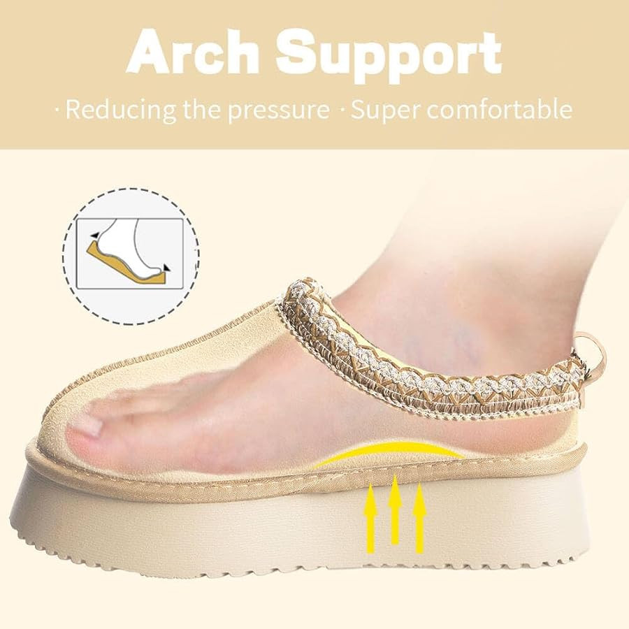 Women's Platform Mini Boots Slippers for Women Indoor Slippers Slip on Fur Fleece Lined Suede Sho... | Amazon (US)