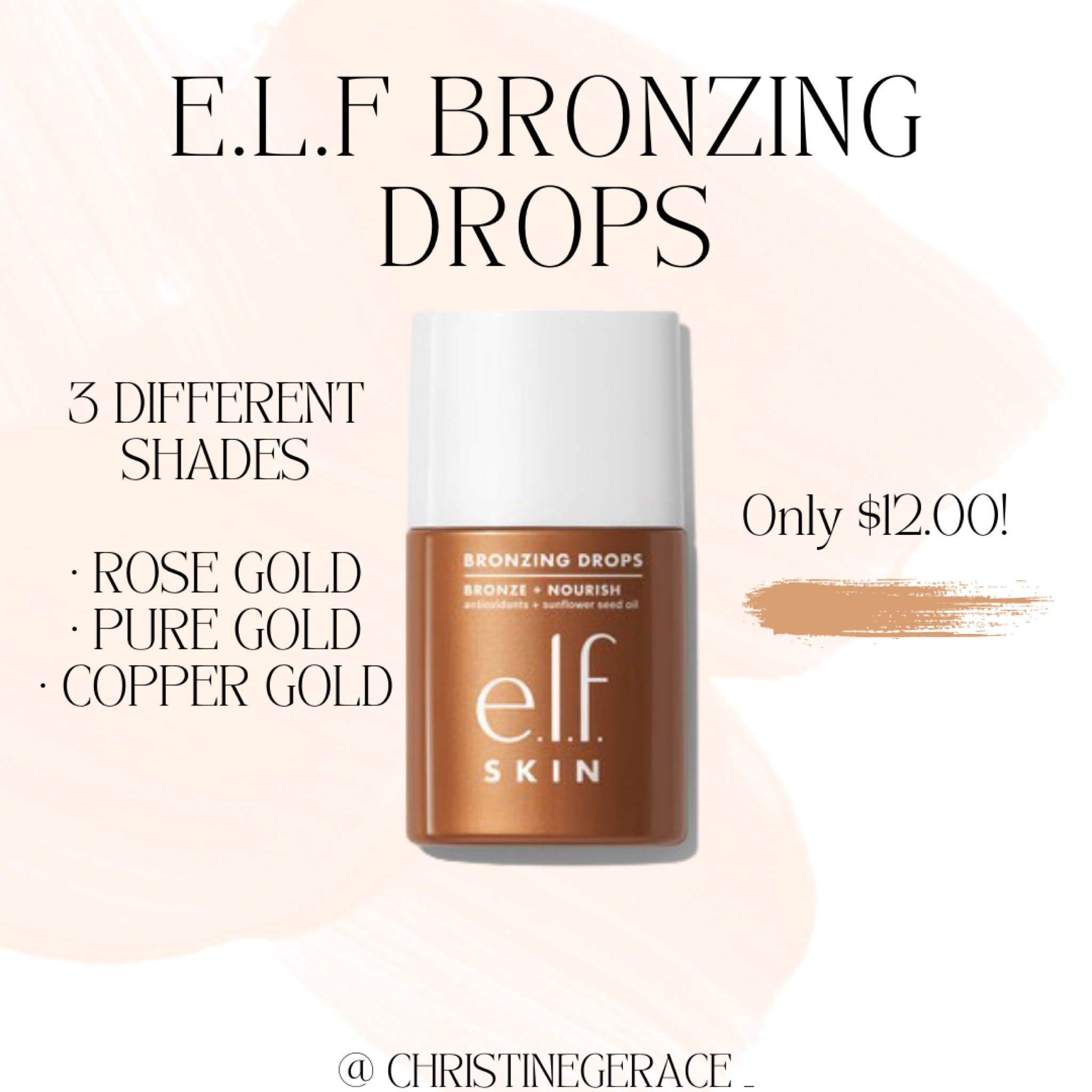 E.l.f bronzing drops ☀️ only $12.00 right now 

3 different pretty shades ! Perfect for spring & summertime ✨

#LTKFestival #LTKSeasonal #LTKbeauty