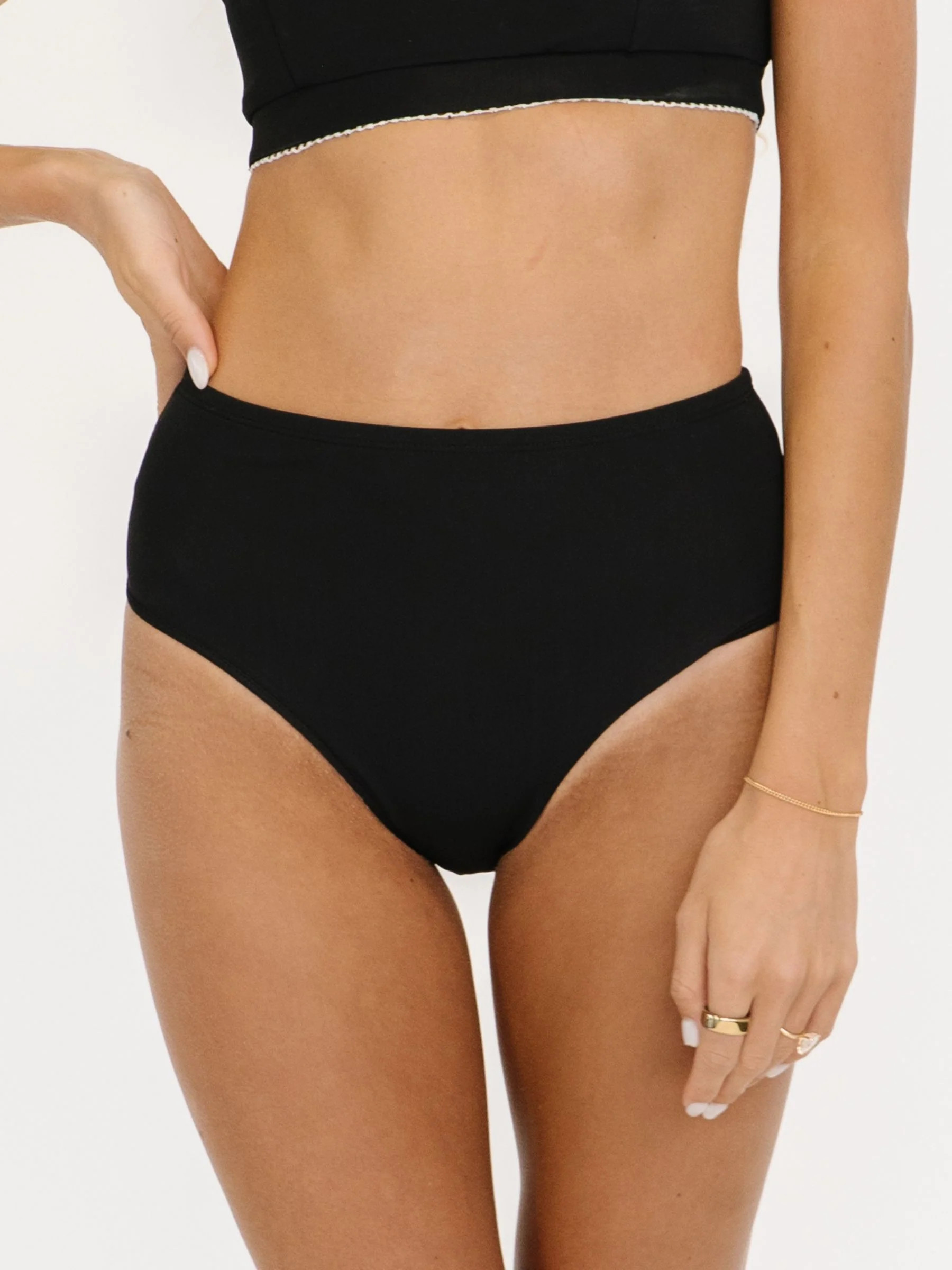 Black Mid-Waist Bottom | Lime Ricki