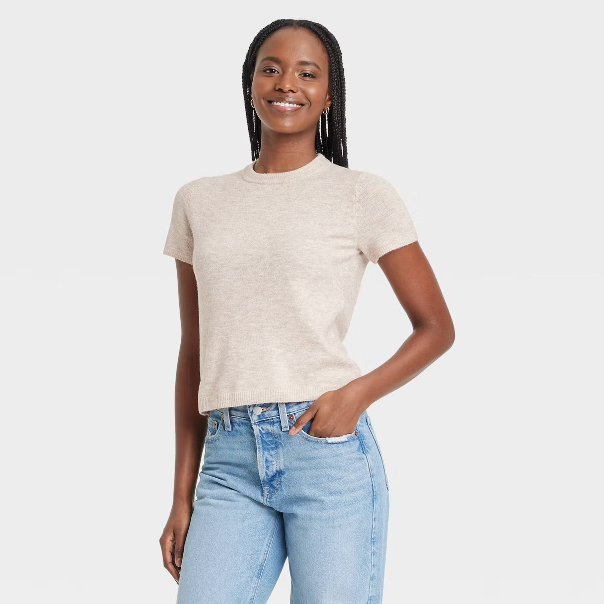 Women's Crewneck Pullover Sweater - Universal Thread™ Tan M | Target