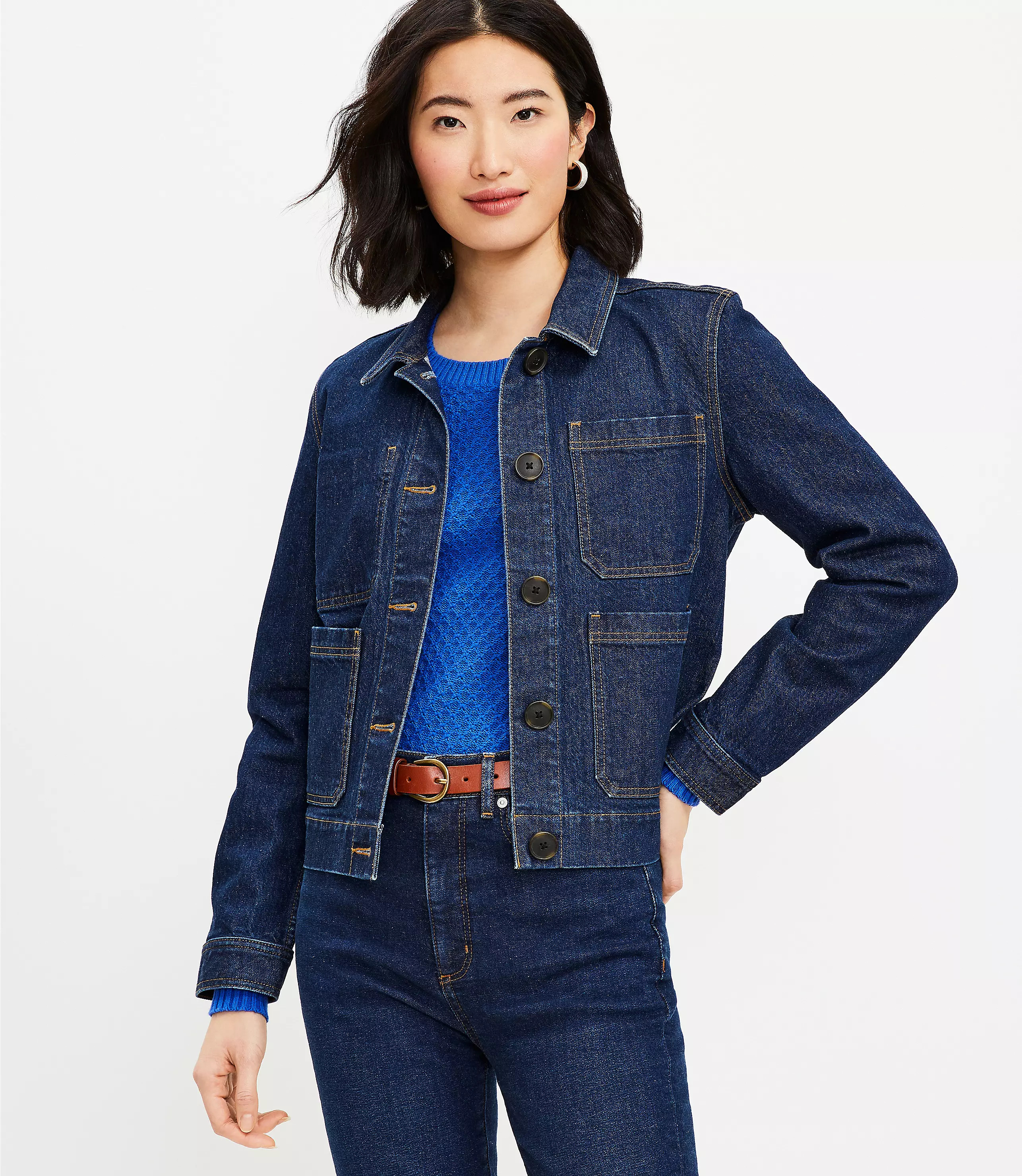 Denim Chore Jacket in Dark Rinse | LOFT