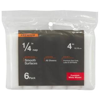 4 in.x 1/4 in.Shed Resistant White Woven Mini Paint Roller (6-Pack) | The Home Depot