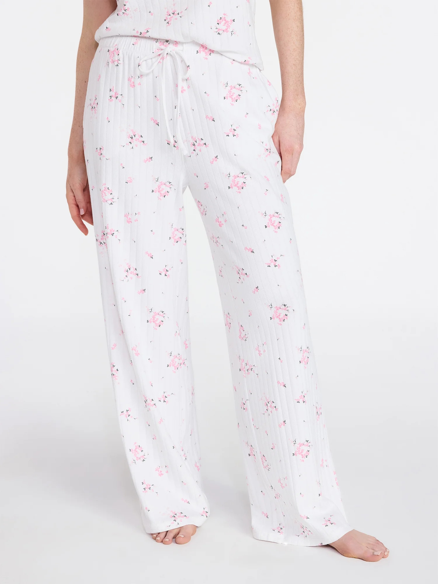 Joyspun Women’s Pointelle Knit Sleepwear Pants, 30'' Inseam, Sizes XS-3X | Walmart (US)