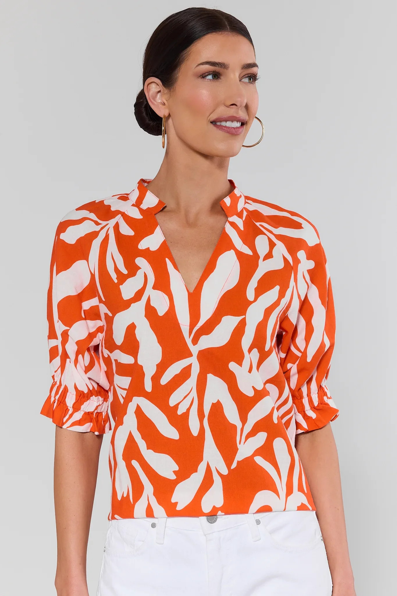 Trish Orange Printed Top by THML | Avara