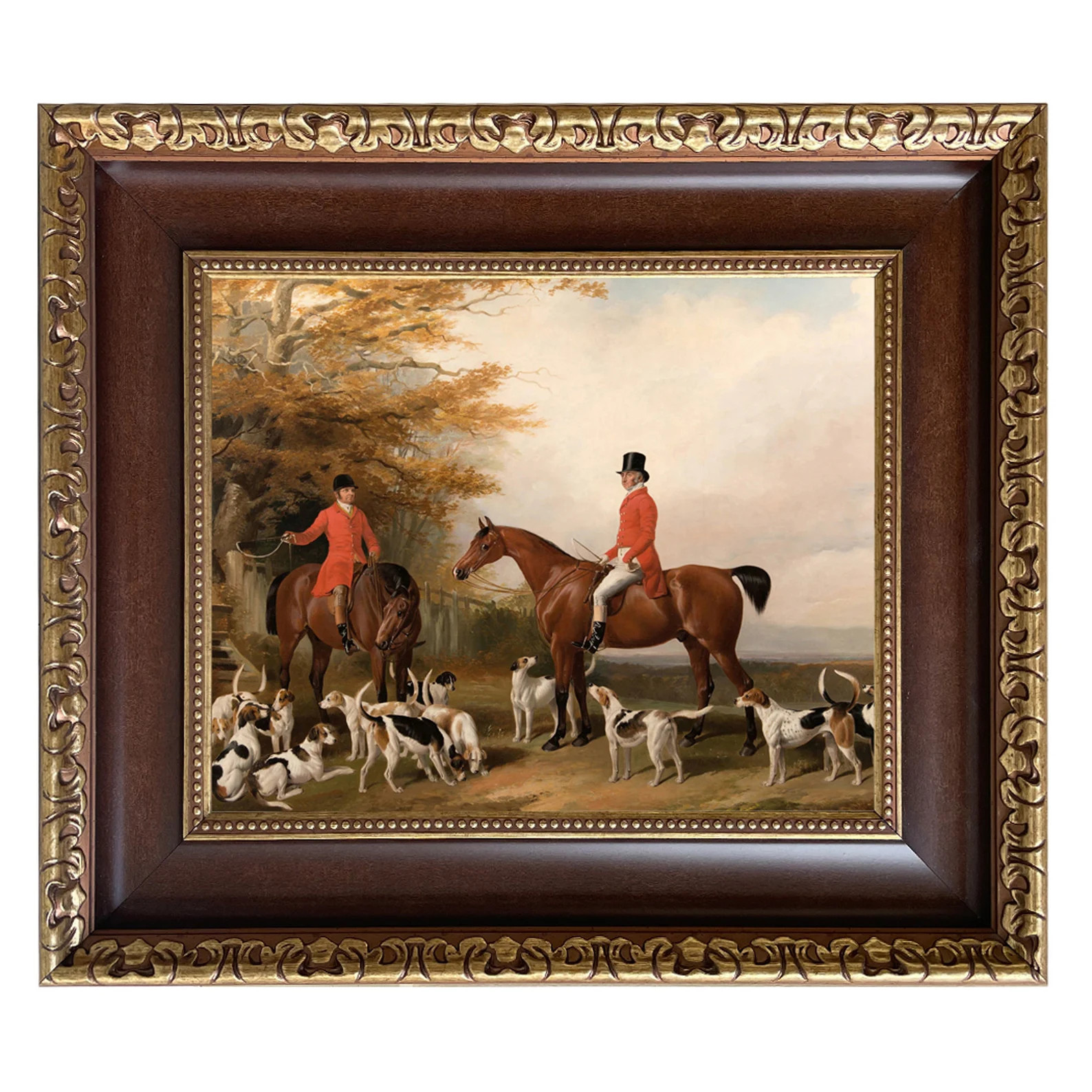 The Meeting Fox Hunt Scene Framed Oil Painting Print on Canvas, English Country, Equestrian, Deco... | Etsy (US)