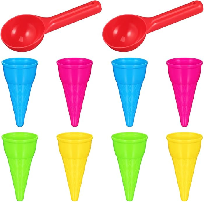 TOYANDONA 10pcs Plastic Ice Cream Cones Scoop Cones Beach Toy Kids Sand Mold Set Seaside Play San... | Amazon (US)