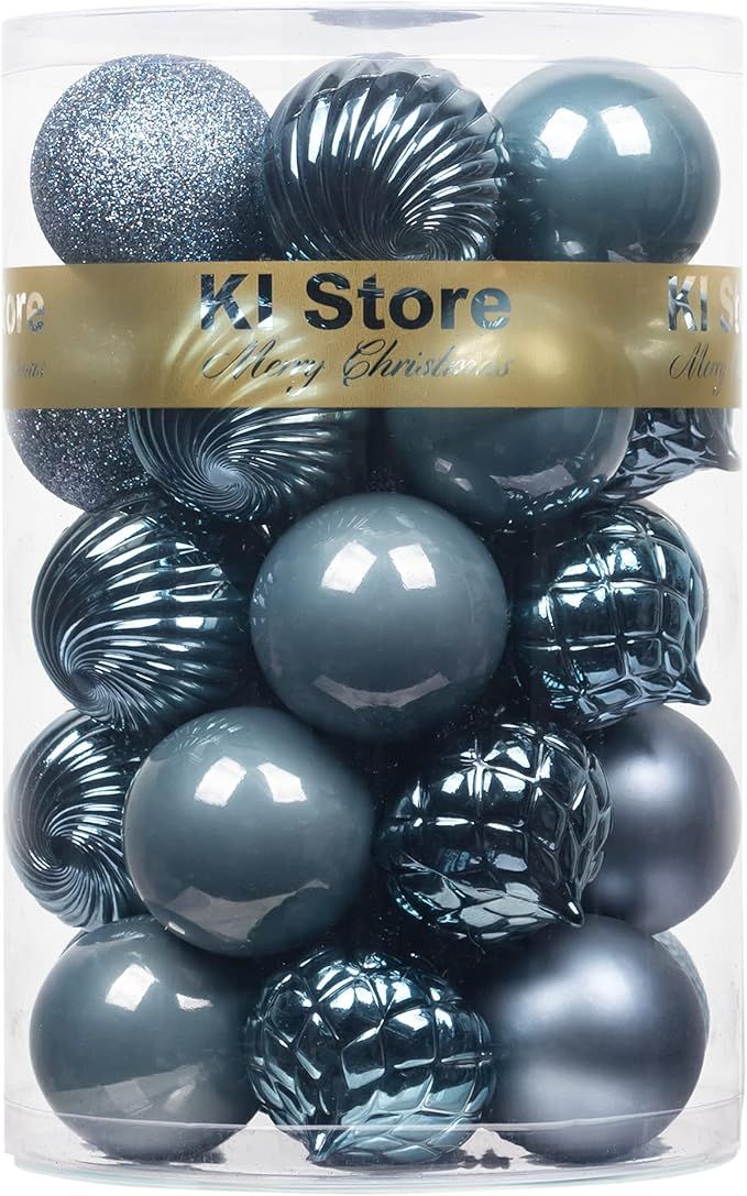 KI Store Dusty Blue Christmas Balls 34pcs 2.36-Inch Christmas Tree Decoration Ornaments for Xmas ... | Amazon (US)