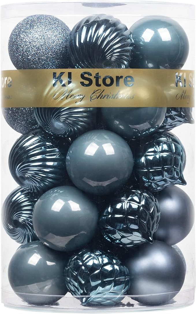 KI Store Dusty Blue Christmas Balls 34pcs 2.36-Inch Christmas Tree Decoration Ornaments for Xmas ... | Amazon (US)