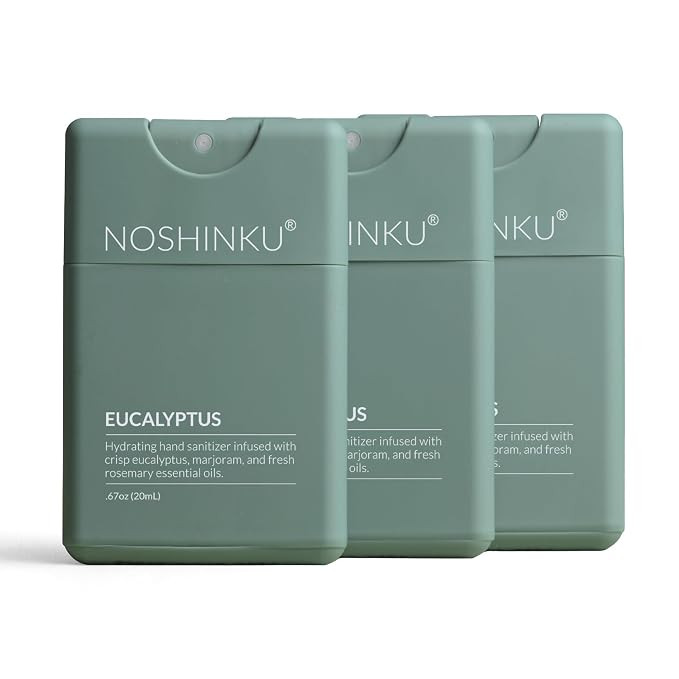 Noshinku - Refillable Hand Sanitizer Eucalyptus 3-Pack, Travel Size Spray with Hydrating Botanica... | Amazon (US)