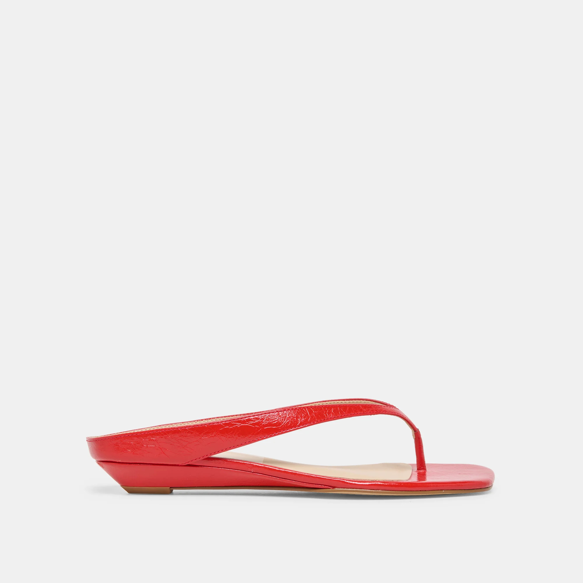 GIZEL Red Crinkle Patent Thong Square-Toe Sandals | Dolce Vita | DolceVita.com