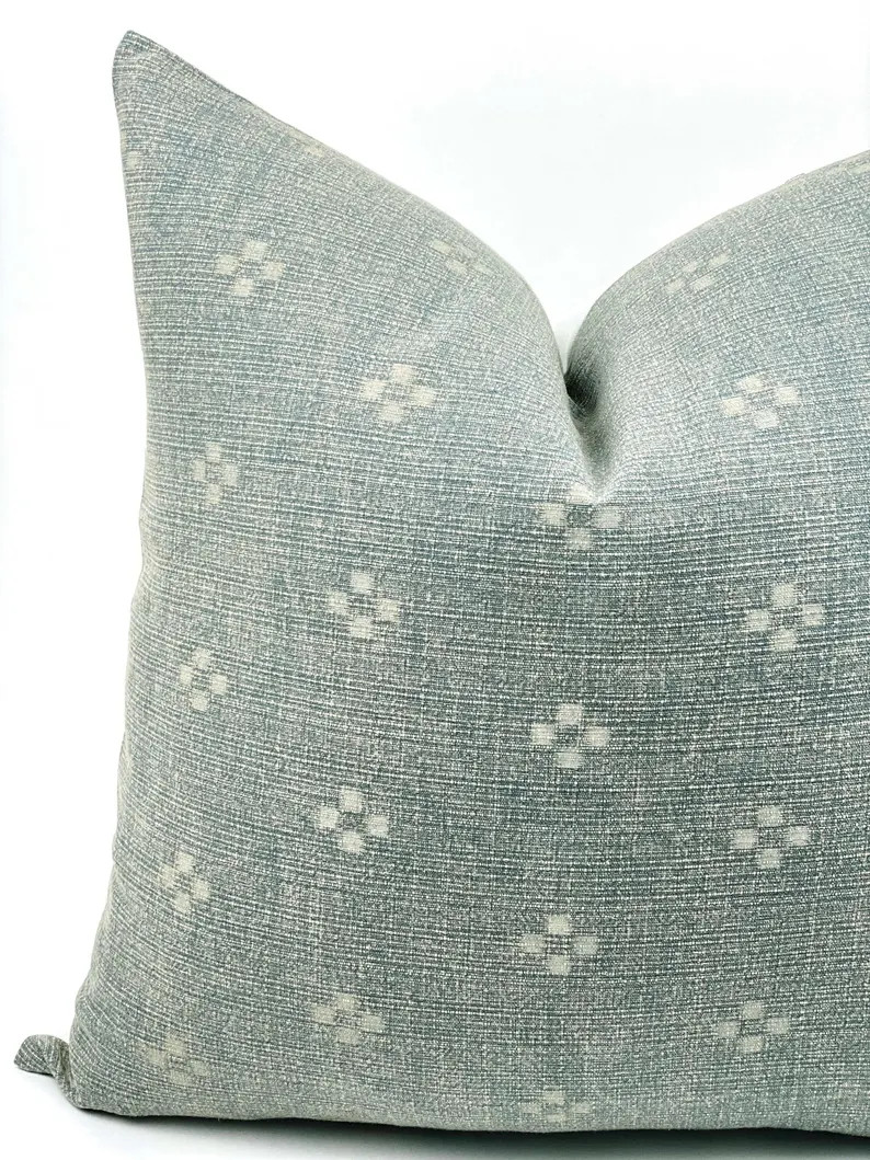 BROOK | Stonewashed Blue Green Pillow Cover, Hmong Batik Pillow, Light Blue Pillow, Turquoise Pil... | Etsy (US)