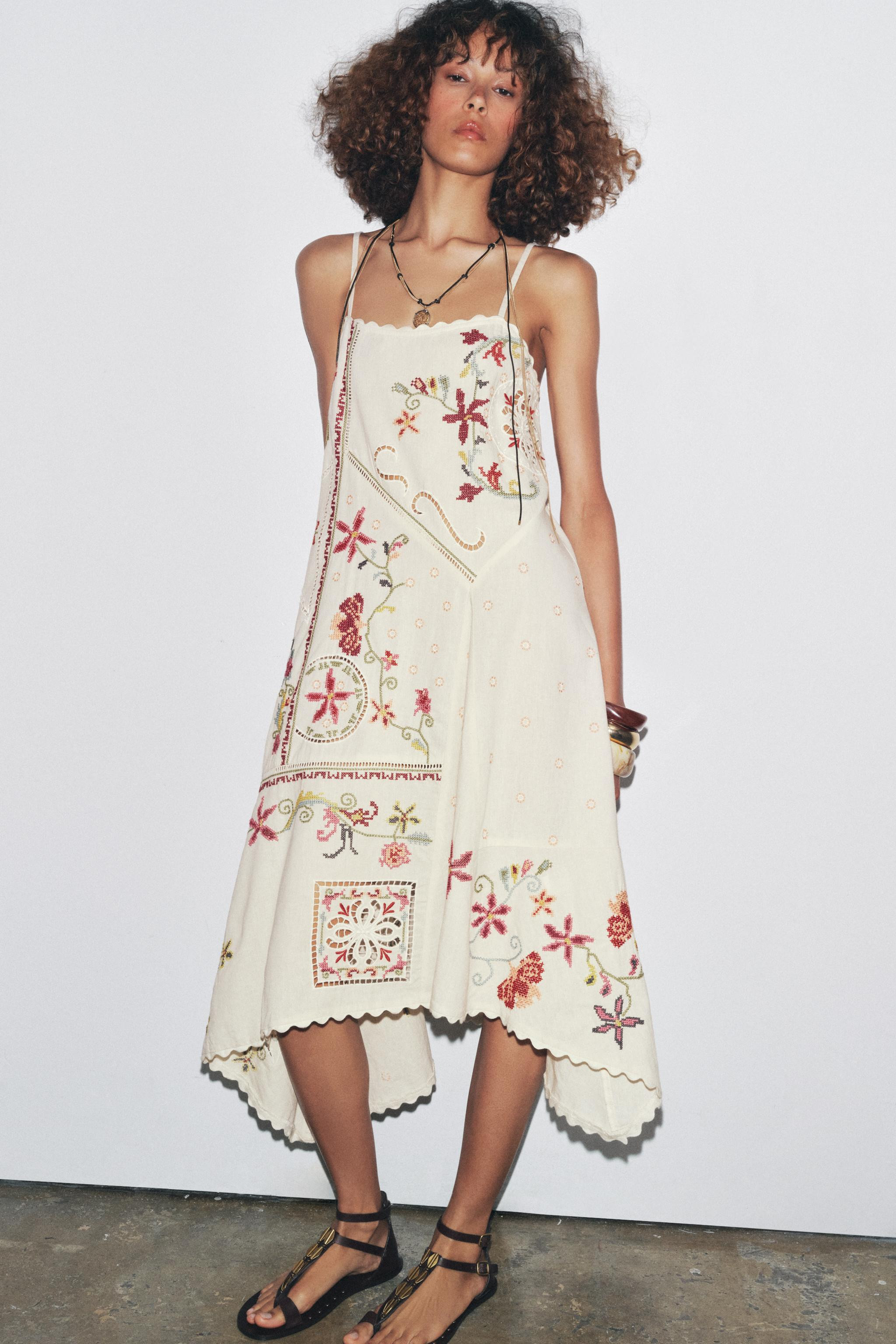 ZW COLLECTION ASYMMETRIC EMBROIDERED DRESS | Zara US