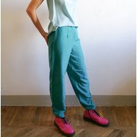 Turquoise Vibrant Green Silk Pants, Made in Italy Pure Silk Trousers With Tags From Vintage Deadstoc | Etsy (US)