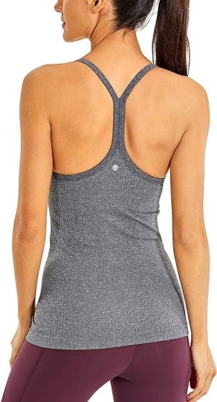 CRZ YOGA Seamless Workout Tank Tops for Women Racerback Athletic Camisole Sports Shirts with Buil... | Amazon (US)