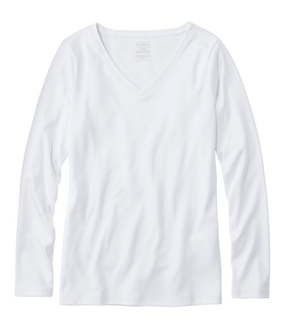 Women's Pima Cotton Shaped V-Neck, Long-Sleeve | L.L. Bean