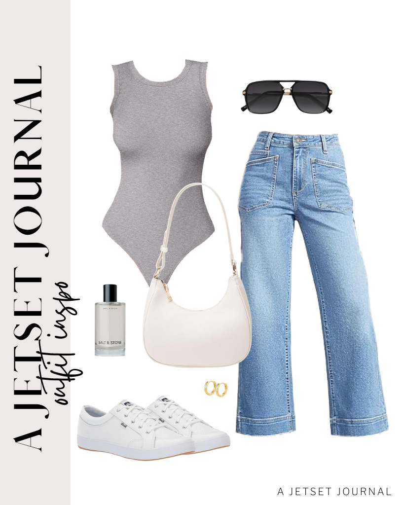 A gray tank top bodysuit goes with Cicy Bell’s jeans, too! You can pair them with Keds sneakers and this crescent shoulder bag for a casual fit. We also love this best-selling Salt & Stone Body Mist, so I’m finishing this look with it.

#LTKSeasonal #LTKSaleAlert #LTKTravel
 

 