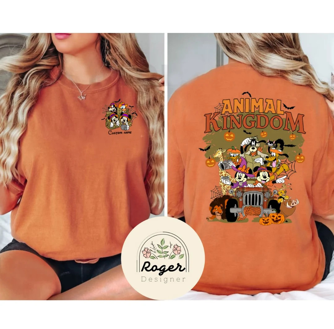 Two-sided Mickey and Friends Disney Animal Kingdom Halloween Shirt, Let's get wild safari mode, W... | Etsy (US)