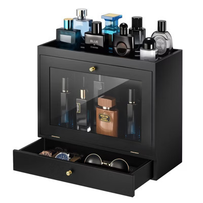 Unique Bargains Wood Velvet Lining Drawer Storage Watch Perfume Organizer Black | Target