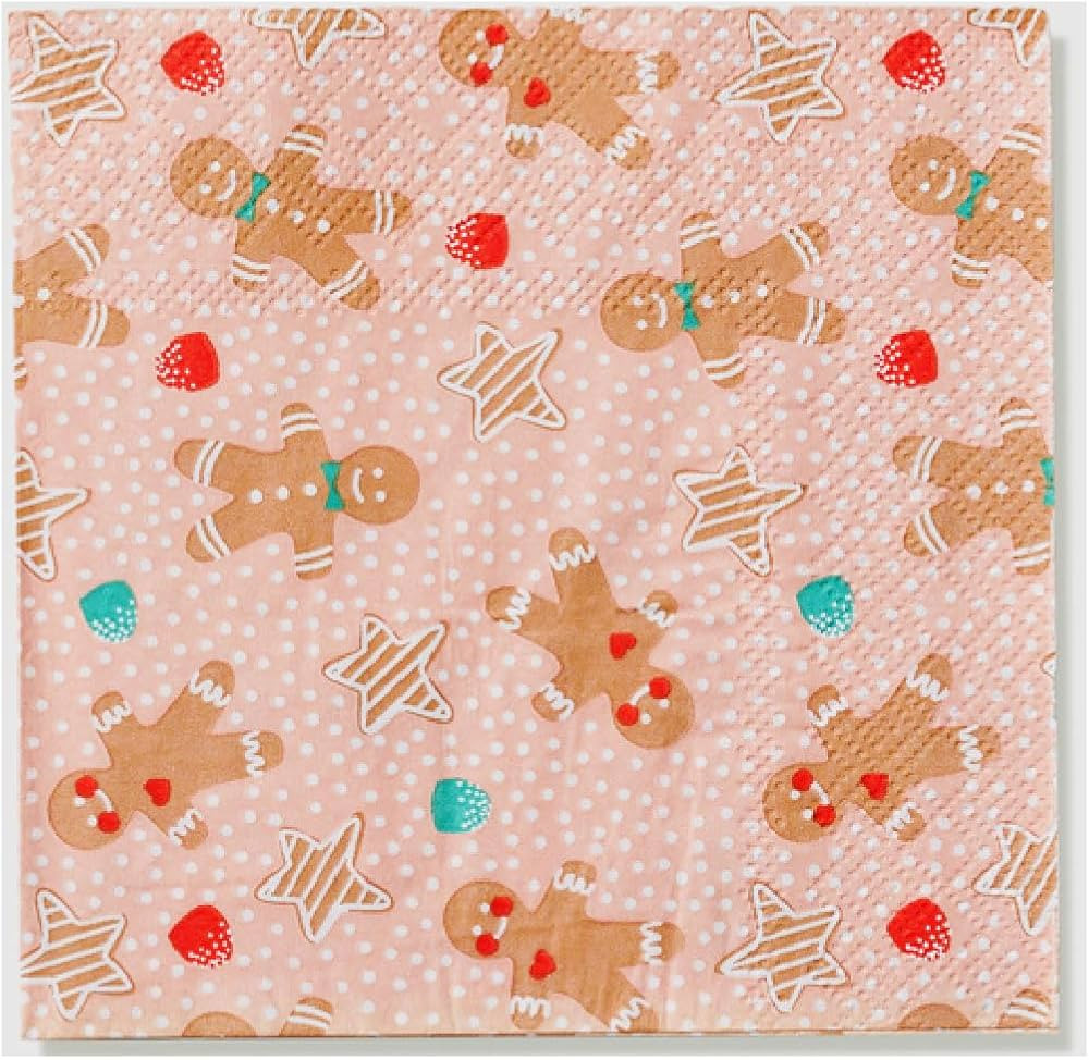 Coterie Christmas Gingerbread Man Cocktail Napkins (Set of 25) - Christmas Cocktail Napkins, Fun ... | Amazon (US)