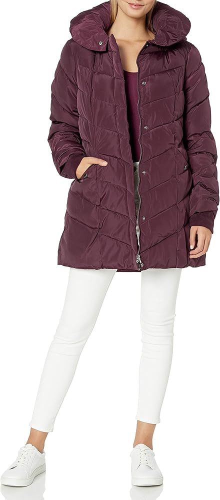 Steve Madden Women's Long Chevron Quilted Outerwear Jacket | Amazon (US)