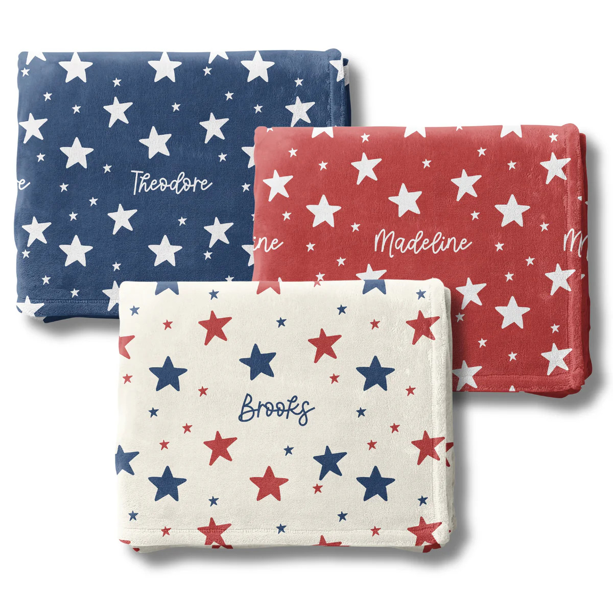 Personalized Patriotic Stars Blanket - Custom Name 4th of July Memorial Day Summer Holiday | The Little Lemons Company