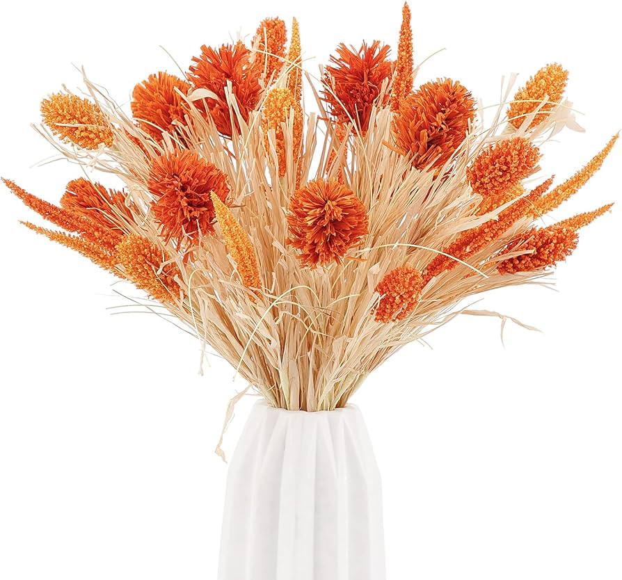 WESAIL Artificial Husk Thistle Bush Flowers,Faux Wheat and Sorghum Grass Floral for Home Decor,Fa... | Amazon (US)