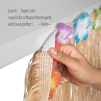 Adorox 12 pc Tropical Green Leaves Included 1 Hawaiian Luau Hibiscus Brown Table Skirt (9 ft) | Amazon (US)