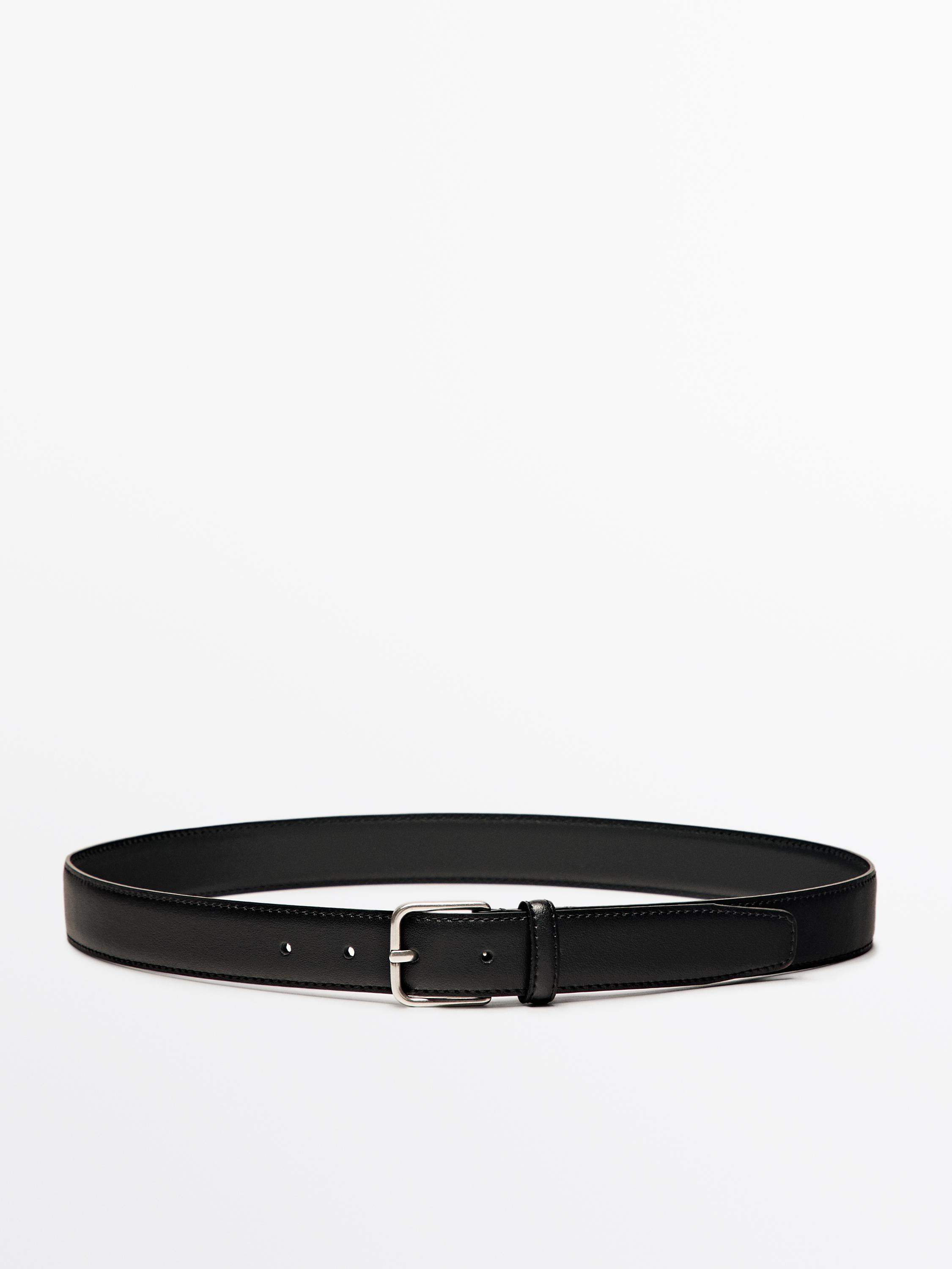 Nappa leather belt with square buckle | Massimo Dutti US