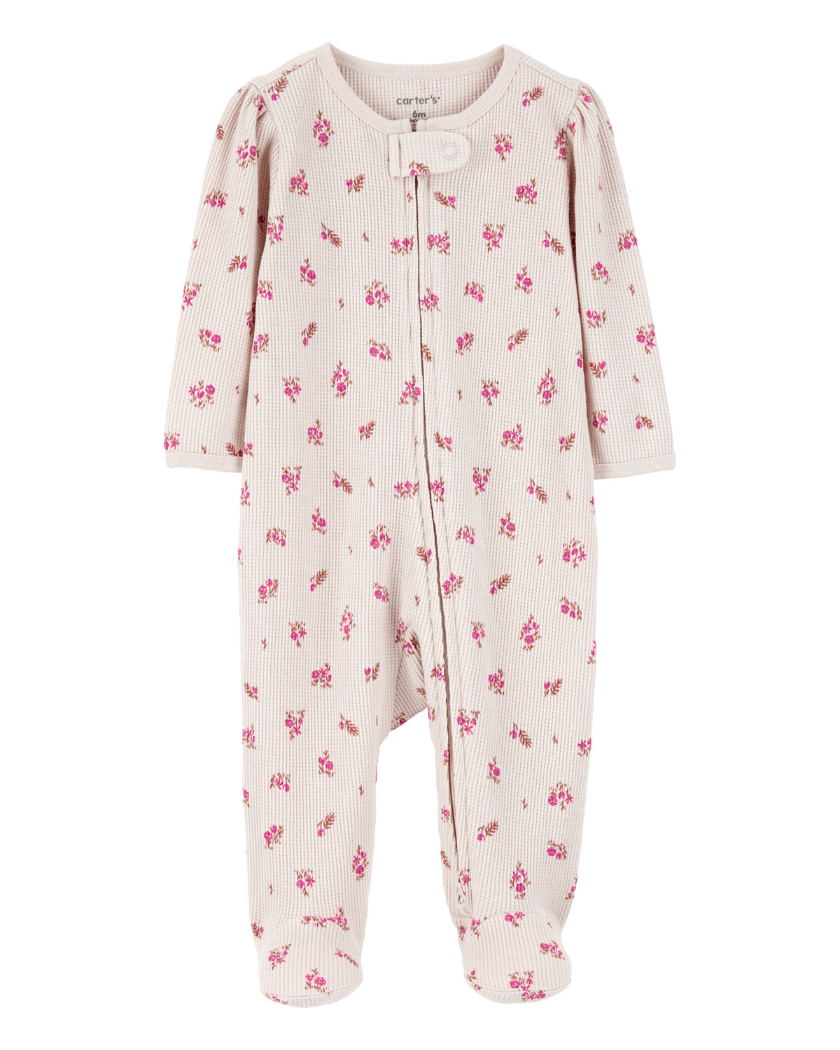 Baby Floral 2-Way Zip Waffle Knit Sleep & Play Pajamas - Khaki - Carter's | Carter's | Carter's Inc