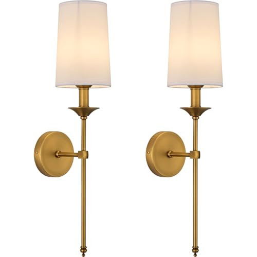 PASSICA DECOR Wall Sconce Set of 2 Hardwired Vintage Antique Brass Sconce Candle Wall Light for Bedroom Living Room Vanity Farmhouse Bathroom Hallway | Amazon (US)